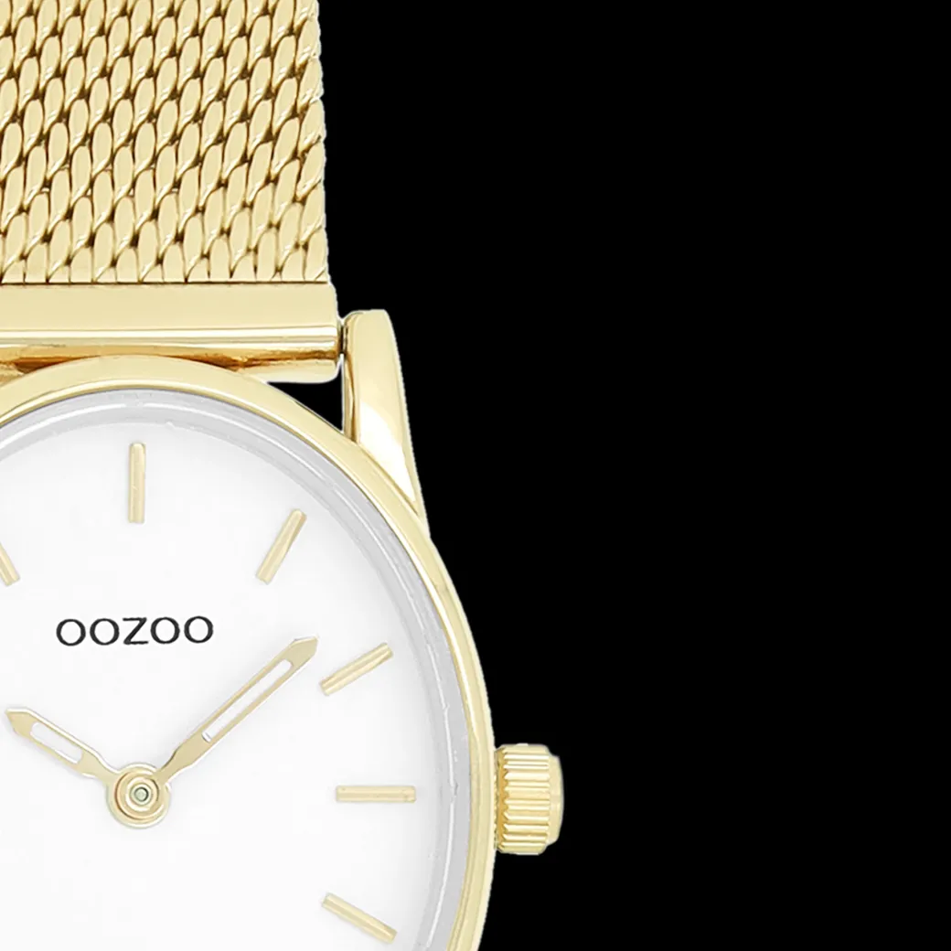 Goudkleurige OOZOO horloge met metalen mesh armband - C20258