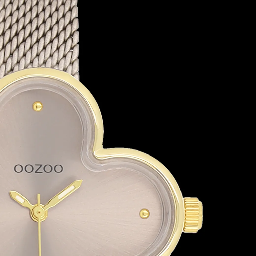 Goudkleurige OOZOO horloge met metalen mesh armband metalen mesh armband - C11528