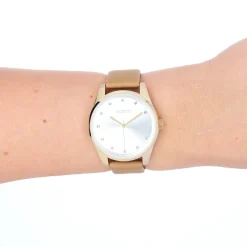 Goudkleurige OOZOO horloge met zand leren band - C11046