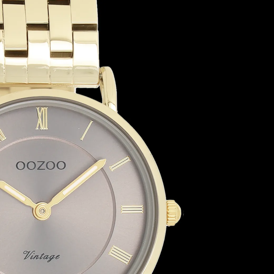 Goudkleurige OOZOO horloge met roestvrijstalen armband - C20377