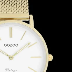Goudkleurige OOZOO horloge met metalen mesh armband - C9911