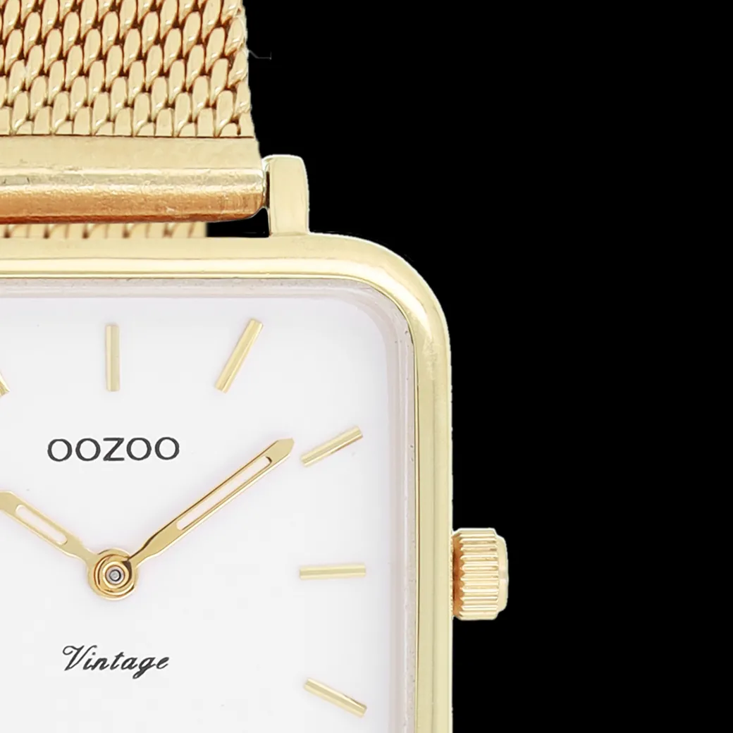 Goudkleurige OOZOO horloge met metalen mesh armband - C20263