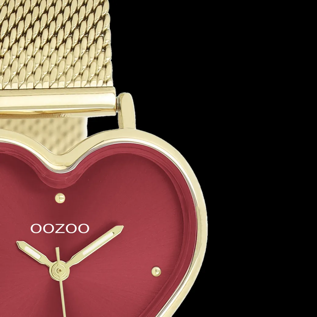 Goudkleurige OOZOO horloge met metalen mesh armband - C11453
