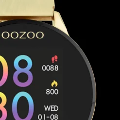 Goudkleurige OOZOO smartwatch met goudkleurige metalen mesh armband - Q00121