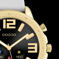 Goudkleurige OOZOO smartwatch met steengrijze rubber band - Q00317