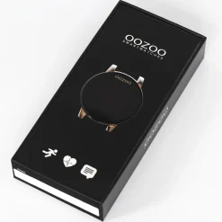 Goudkleurige OOZOO smartwatch met zwarte rubber band - Q00120