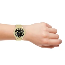 Goudkleurige OOZOO smartwatch met goudkleurige metalen mesh armband - Q00306