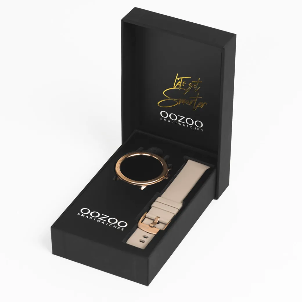 Goudkleurige OOZOO smartwatch met goudkleurige metalen mesh armband - Q00306