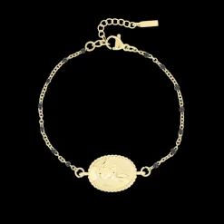 Goudkleurig/zwarte armband met een haas
