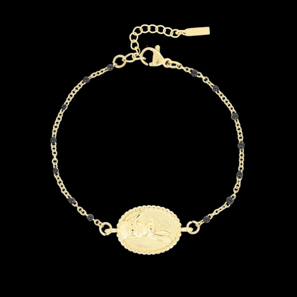 Goudkleurig/zwarte armband met een haas
