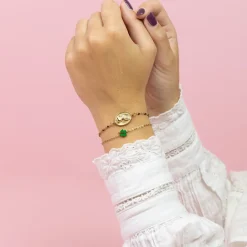 Goudkleurig/zwarte armband met een haas