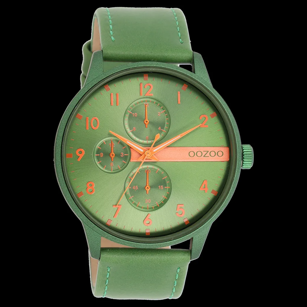 Groene OOZOO horloge met leren band - C11308