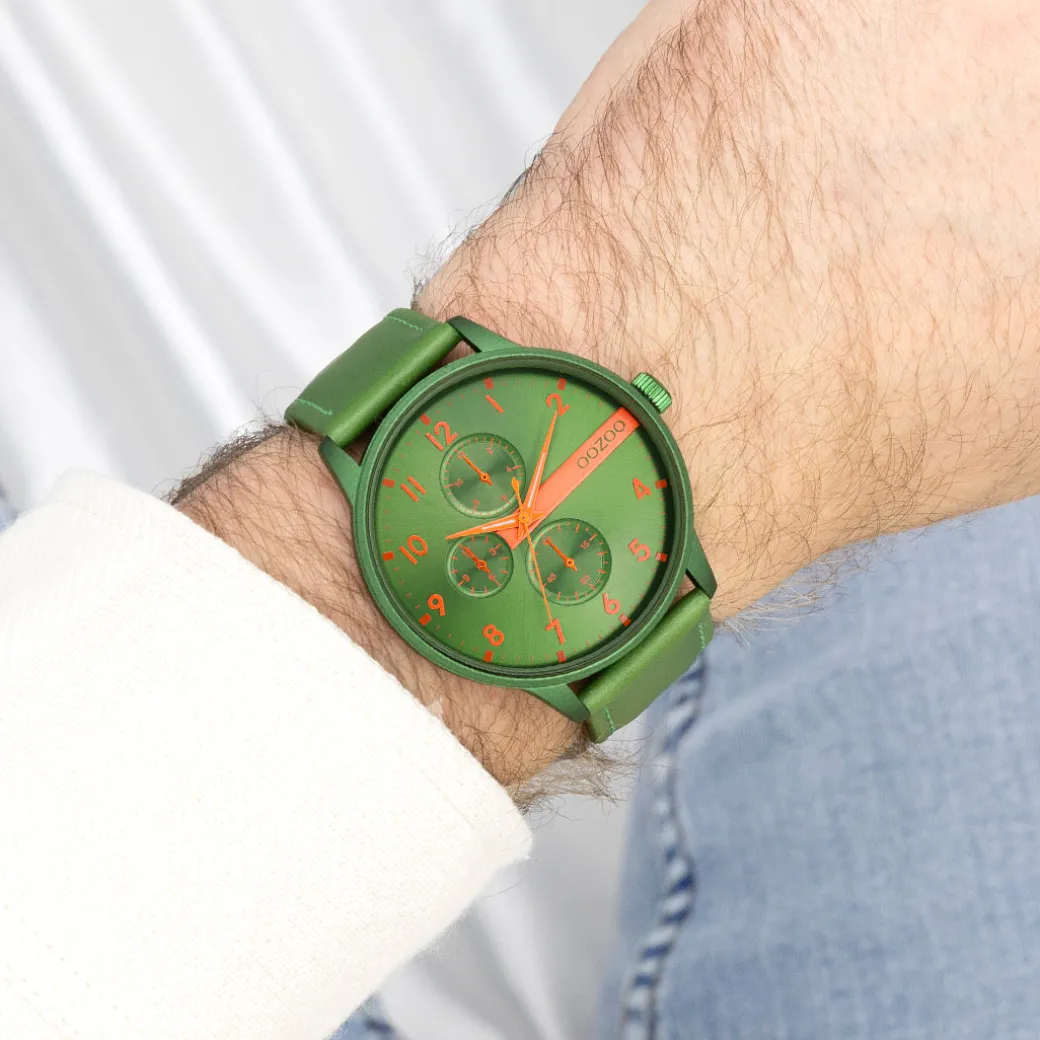 Groene OOZOO horloge met leren band - C11308