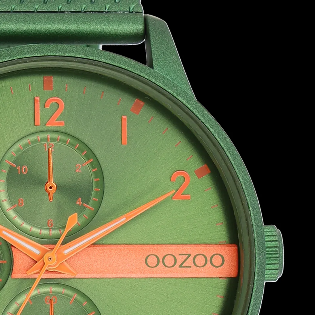 Groene OOZOO horloge met metalen mesh armband - C11303