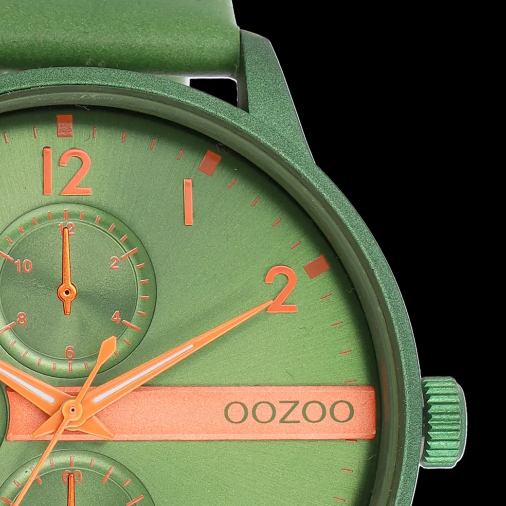 Groene OOZOO horloge met leren band - C11308