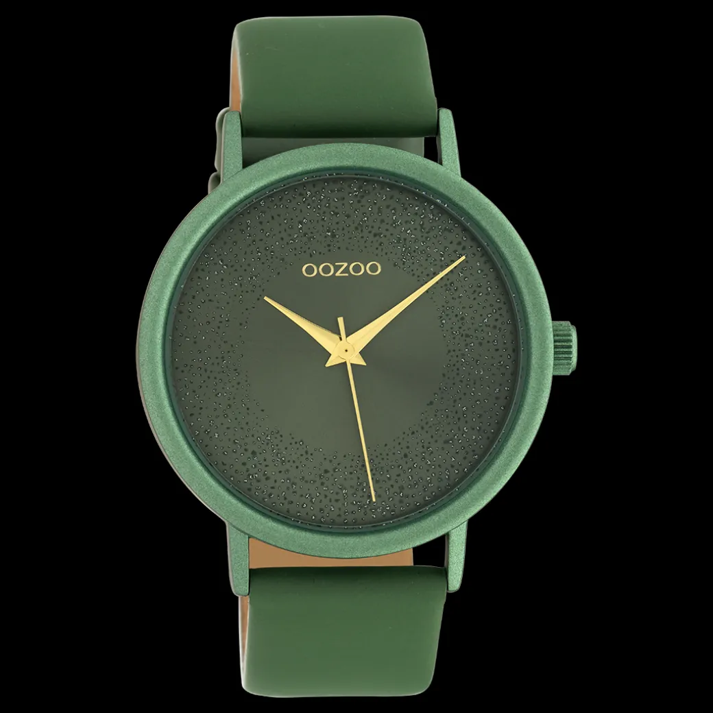 Lelie groene OOZOO horloge met leren band - C10582