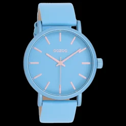 Licht blauwe OOZOO horloge met leren band - C11176