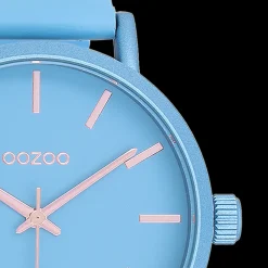 Licht blauwe OOZOO horloge met leren band - C11176