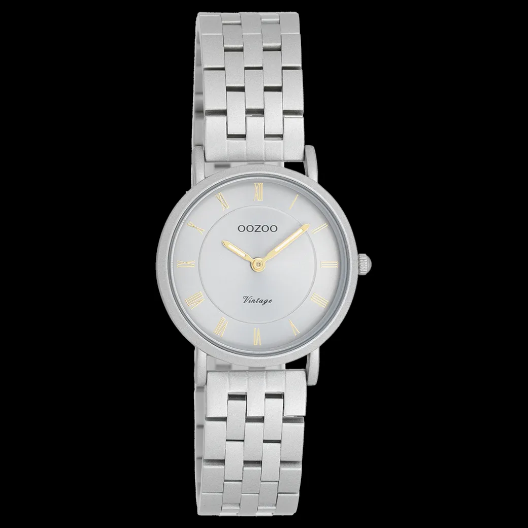 Licht grijze OOZOO horloge met roestvrijstalen armband - C20374