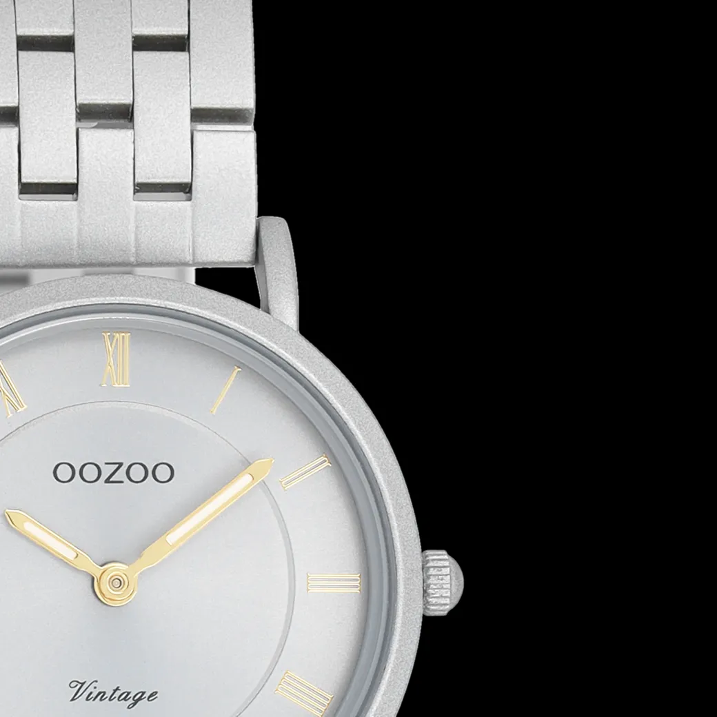Licht grijze OOZOO horloge met roestvrijstalen armband - C20374