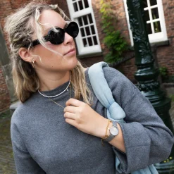 Licht grijze OOZOO horloge met roestvrijstalen armband - C20374