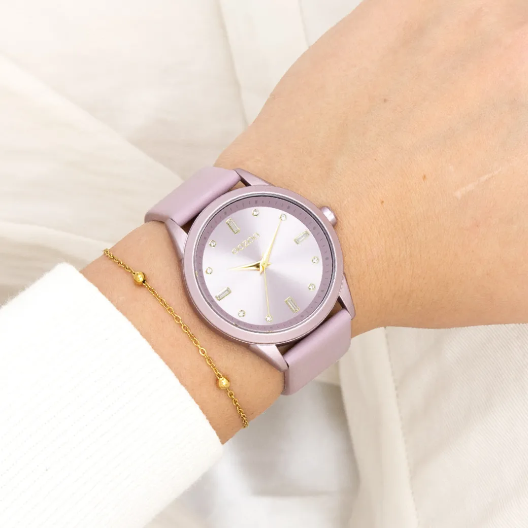 Lila OOZOO horloge met leren band - C11355