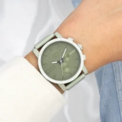 Linde groene OOZOO horloge met leren band - C11215