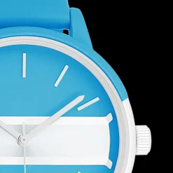 Neon blauw/goudkleurige OOZOO horloge met felblauwe leren band - C11188