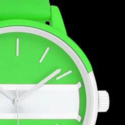 Neon groen/goudkleurige OOZOO horloge met neon groene leren band - C11189