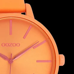 Neon oranje OOZOO horloge met leren band - C11187