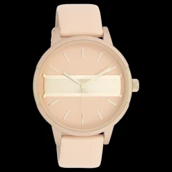 Perzik roze/goudkleurige OOZOO horloge met perzik roze leren band - C11151