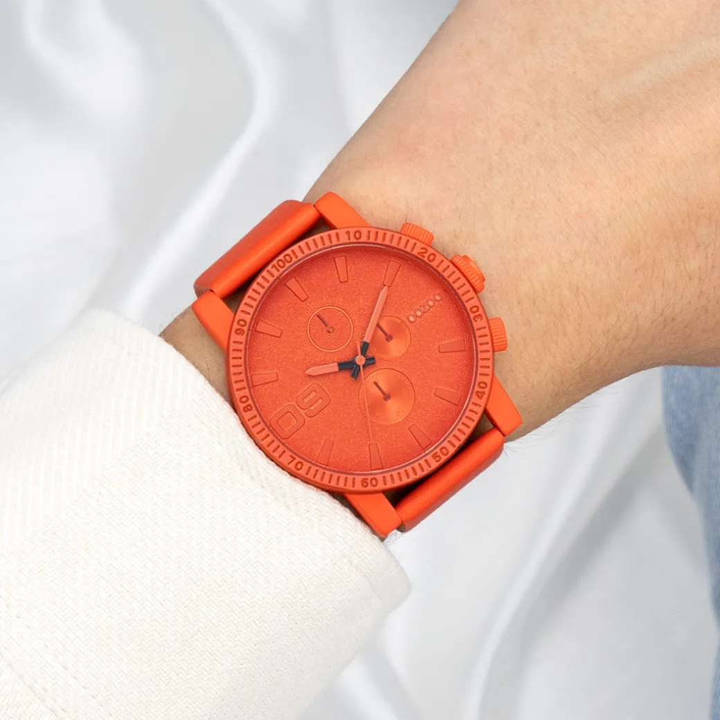 Rood/oranje OOZOO horloge met leren band - C11219