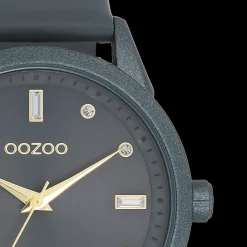 Rook grijze OOZOO horloge met leren band - C11289