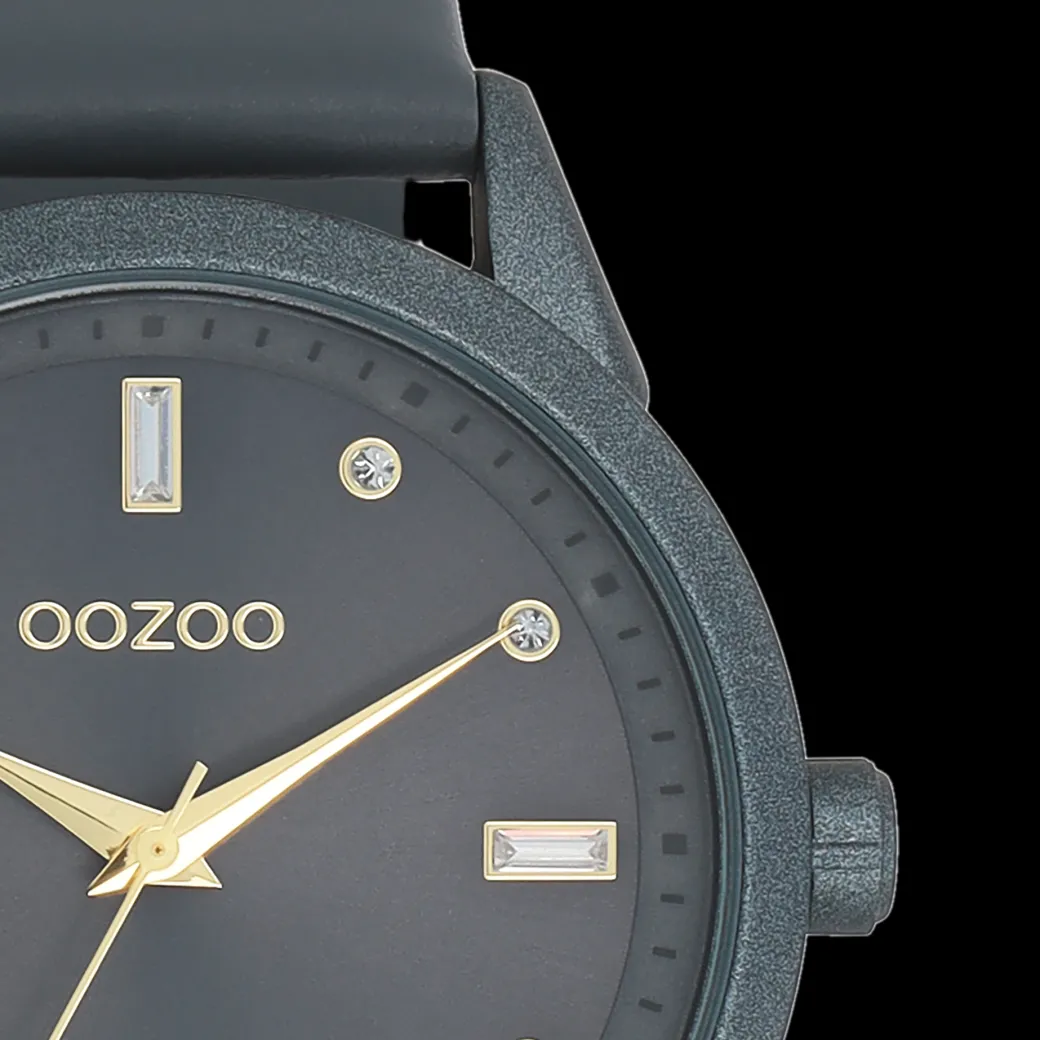 Rook grijze OOZOO horloge met leren band - C11289