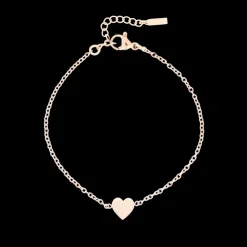 Rosé goud kleurige armband + oorbellen + ketting set met een hart