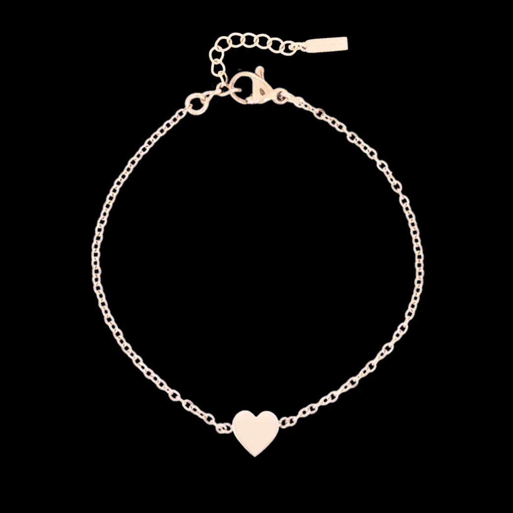 Rosé goud kleurige armband + oorbellen + ketting set met een hart