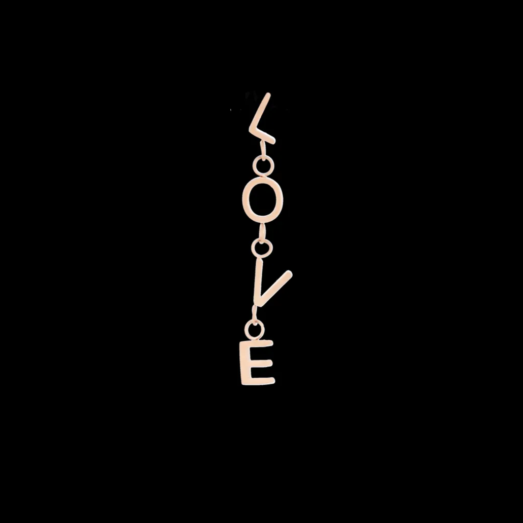 Rosé goud kleurige oorbel + ketting set met L-O-V-E