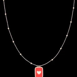 Rosé goud kleurige oorbel + ketting set met L-O-V-E & een hart