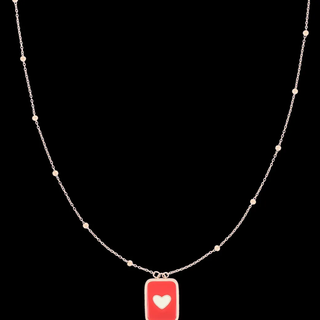 Rosé goud kleurige oorbel + ketting set met L-O-V-E & een hart