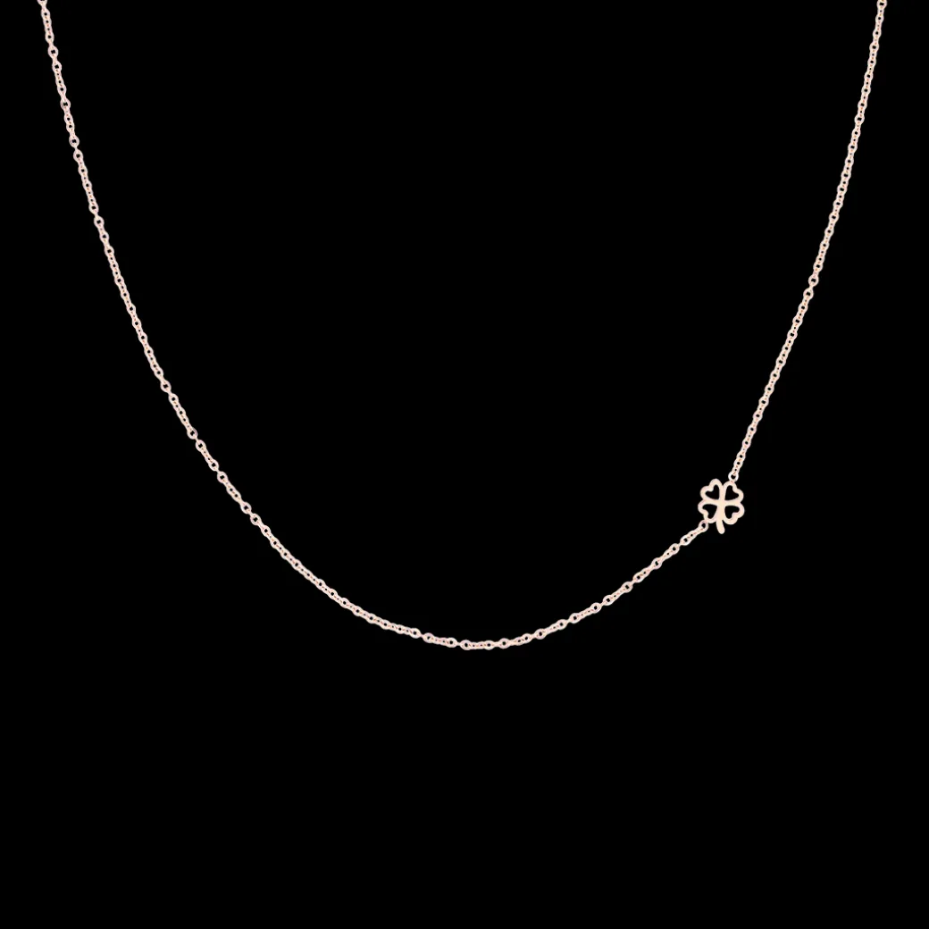 Rosé goudkleurige ketting met een klaver