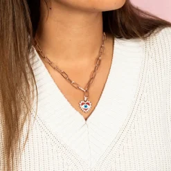 Rosé goudkleurige ketting met boze oog bedeltje