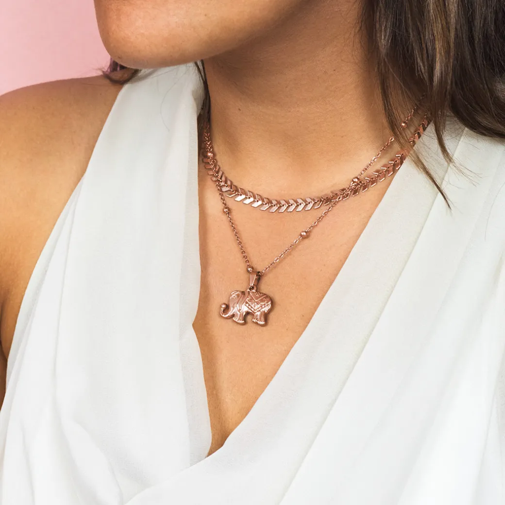 Rosé goudkleurige ketting met olifant bedeltje