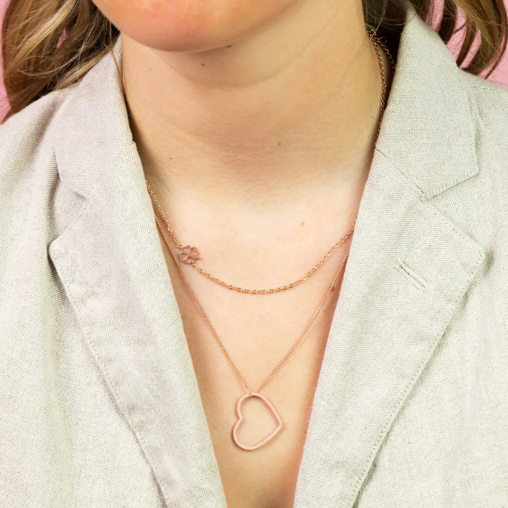 Rosé goudkleurige ketting met een klaver