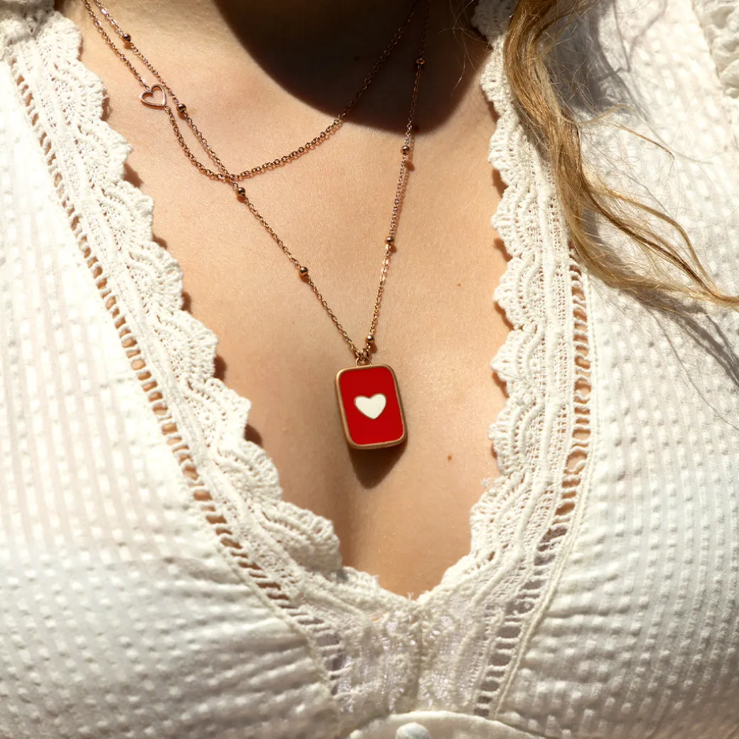Rosé goudkleurige ketting met een hart