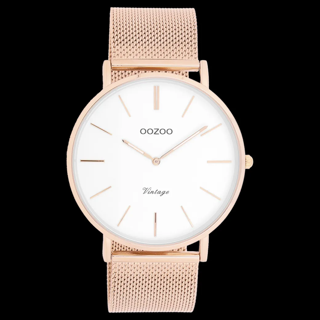 Rosé goudkleurige OOZOO horloge met metalen mesh armband - C9916