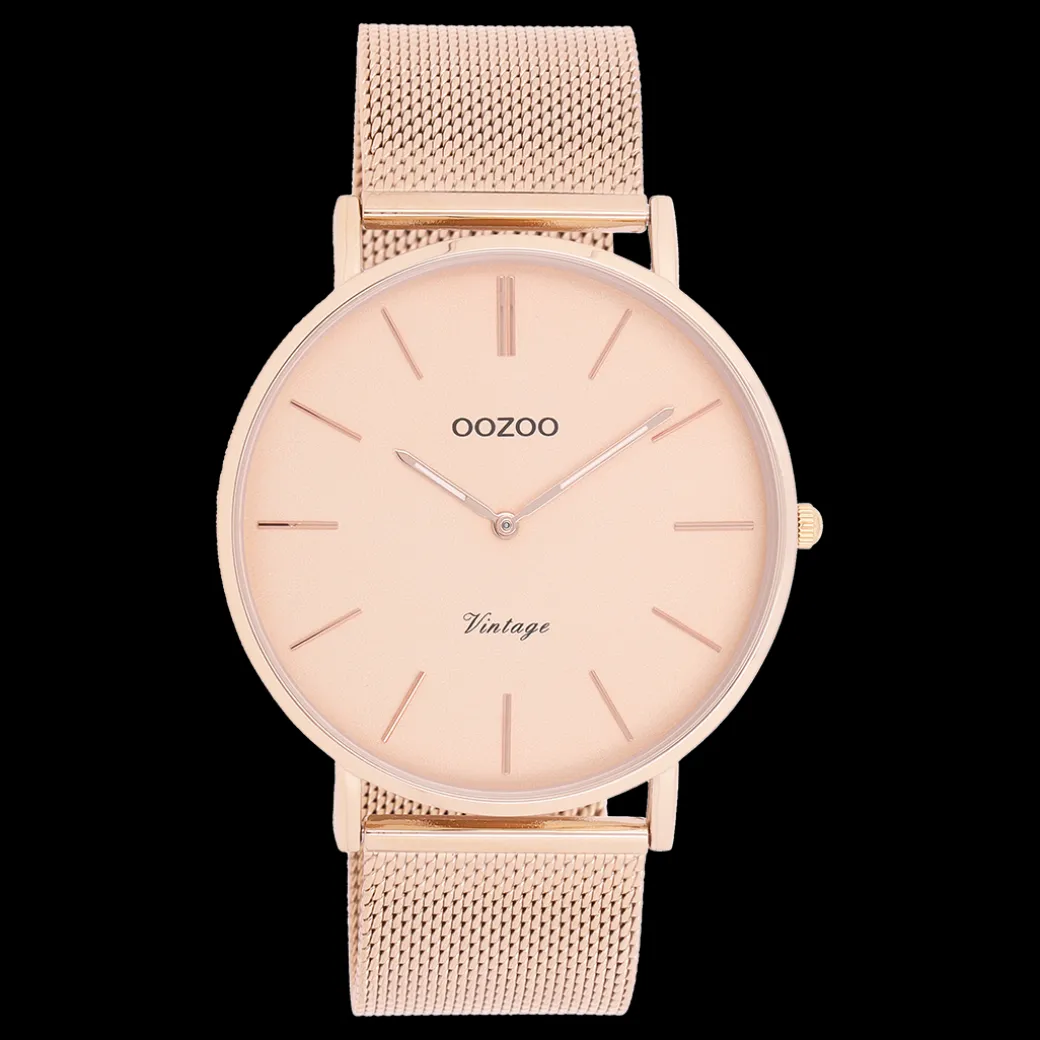 Rosé goudkleurige OOZOO horloge met metalen mesh armband - C9920