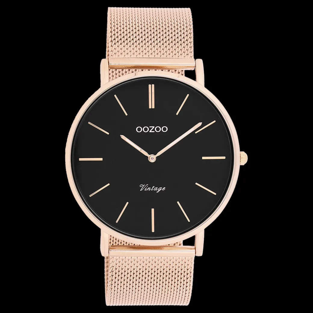 Rosé goudkleurige OOZOO horloge met metalen mesh armband - C9924