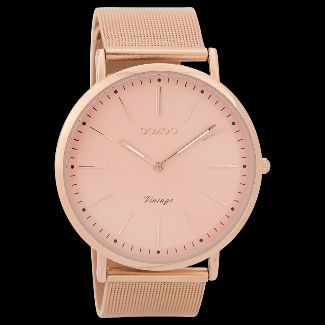 Rosé goudkleurige OOZOO horloge met metalen mesh armband - C9357