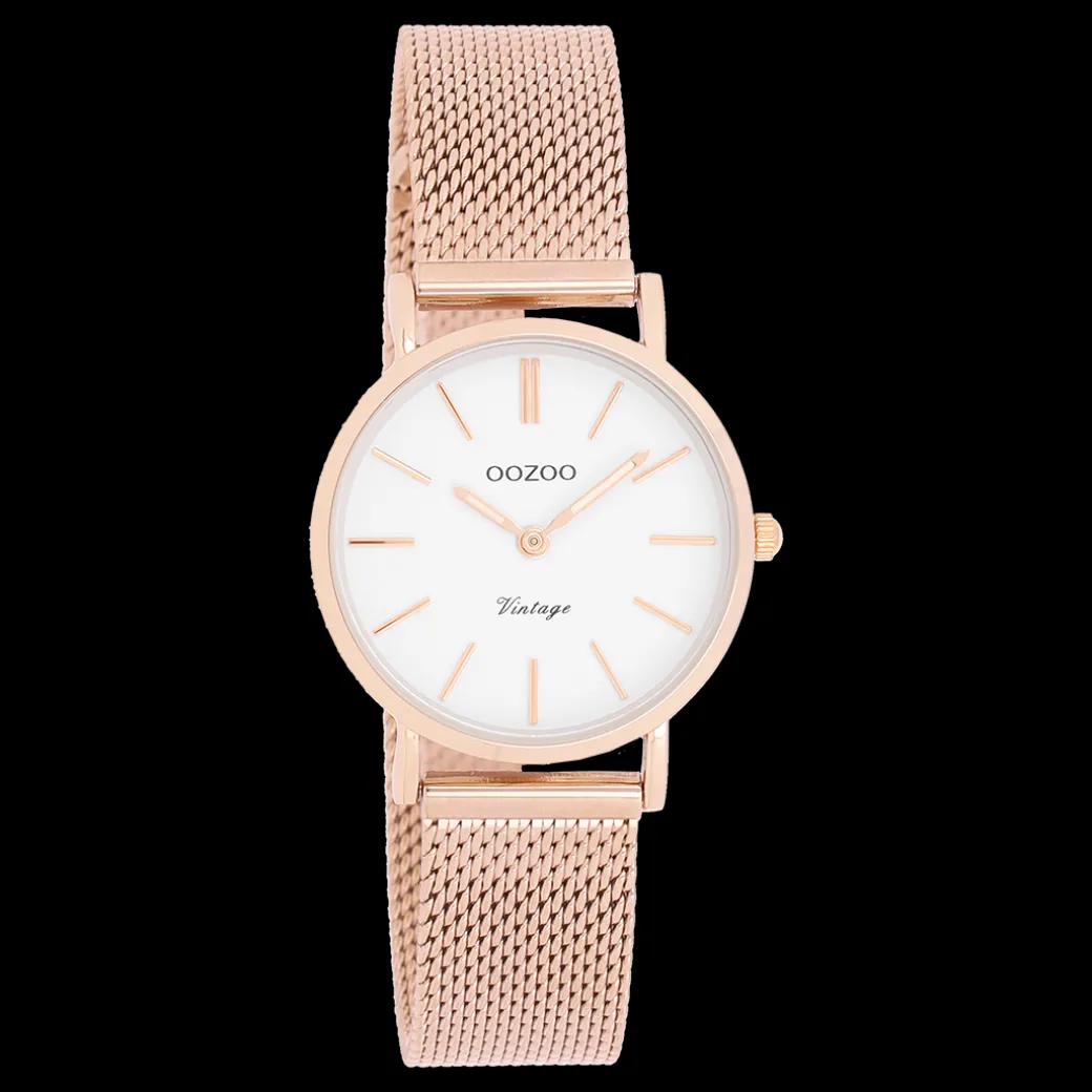 Rosé goudkleurige OOZOO horloge met metalen mesh armband - C20233