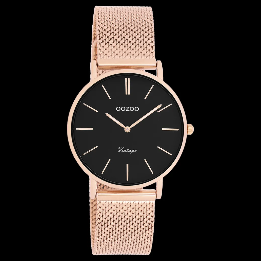 Rosé goudkleurige OOZOO horloge met metalen mesh armband - C9927
